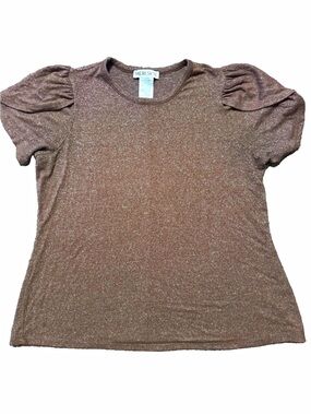 Meri skye Brown Puff-Sleeve Short Sleeve Tee